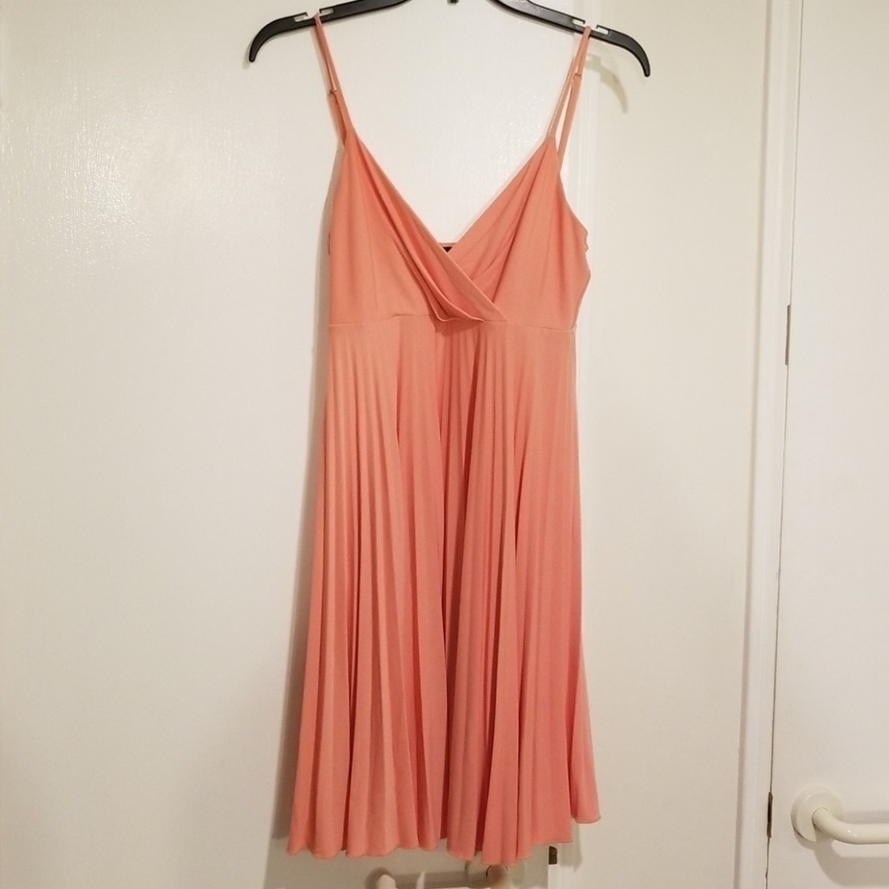 💕MAXANDCLEO💕 Pleated Salmon Pink Dress 6